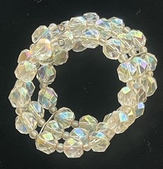 Vintage Aurora Borealis Crystal Expandable Wire Cuff Bracelet