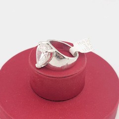 Vtg Sz 10 Ring Teardrop Cubic Zirconia 18KGE White Gold Electroplate Jewelry