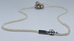 Vintage Creamy Pearls Irregular Baroque Freshwater Pearls Center 925 Hangtag 16”