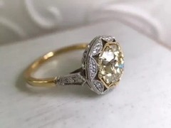 1.85Ct Art Deco Vintage Style Lab Created Diamond Wedding 14K Gold Finish Ring