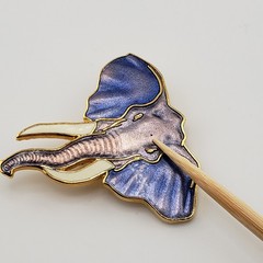 William Spear Elephant Brooch Pin Purple Enamel Gold Tone Vintage 1989 Eclectic