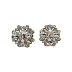 Crystal Flower Pierced Earring Silver Tone White Couture .75 im