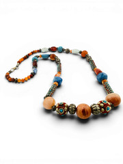 Vintage Himalayan Nepal Tibetan Necklace Turquoise Agate Carnelian Beads 32″