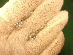 3 PAIRS OF STERLING SILVER EARRINGS: CZ HOOPS, STUDS/DROPS; GOLD PLATED HOOPS