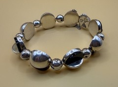 Antonio Pineda 970 Silver Black Onyx Modernist Bracelet Taxco – Eagle 21 – 74.8g