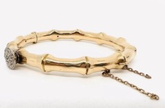 Victorian 15ct 15k Gold Rose Cut Diamond Bangle Bracelet 19.34g Antique Jewelry