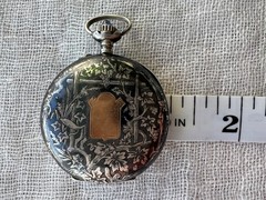Antique Swiss .935 Silver Niello Pocket Watch Case Perret & Berthoud Locle