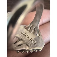 Vintage JACKSON Sterling Silver Turquoise Ring, Dan Jackson, Navajo, 6.5