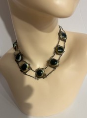 Victorian Silver Filigree Opercullum/Shiva Shell 15 3/4″ Choker Necklace #9107