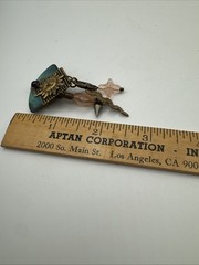 Vintage Earrings Clip on Dangle Copper Brass Garnet Sun Chandelier