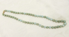 Jade Jadeite Bead Necklace 14K Gold Clasp 22″ Chinese Export Vintage Knotted