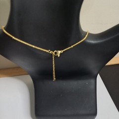 Vintage Gold Tone Satellite Box Chain Beaded Layering Choker Necklace 16″