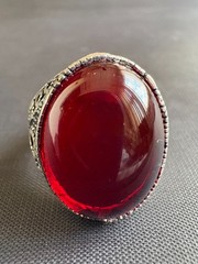 925 Sterling Silver Ring Ruby Ring Vintage Handcrafted Ring Size 9.75 US