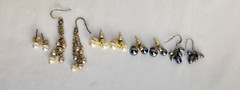 Lovely Carol Lee and Unbranded Gold and Silver Tone Faux Pearl Pierced Earrings