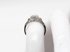 Antique 1920s $5K 1ct Natural Diamond Blue Sapphire 18k White Gold Filigree Ring