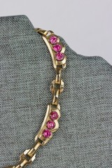 Barclay Gold Tone Choker with Pink Rhinestones, Signed, 58gr
