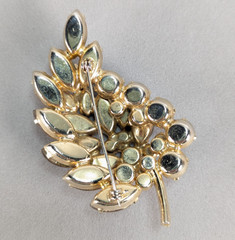 Verified Juliana D&E Frosted Amber Topaz Rhinestone Feather Brooch Earrings Set