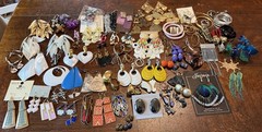 VTG 80s 90s Earrings Lot of 89 Colorful Pierced Shells Cloisonne Enamel Mixed