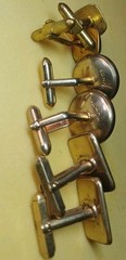 3pc Vtg Swank signed Blue Rivoli Lucite Bullet Back Cufflinks Red & Textured Lot