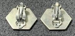 Alpaca Silver Hexagon Abalone Clip-on Earrings, Vintage! Unique! Unsigned!