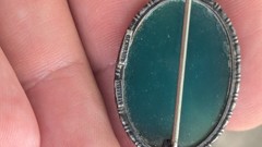 Art Deco Sterling Marcasite and Chrysoprase Brooch pin signed Germany Sterling