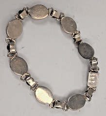Vintage CME 925 Sterling Silver Navy Blue Enamel Oval Link Bracelet 7″