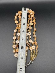 Boho Peach Mother of Pearl Shell Necklace Earring Set Multi Strand Layers Beachy