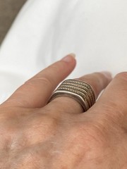 Vintage Chateau D’Argent Solid Sterling 925 Modernist Ring W 14K Gold Rope Band