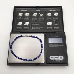 Silver Schark Handmade Sterling Silver & Lapis Lazuli Beaded Bracelet 7.5” #30