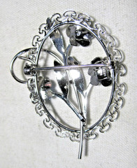 Sterling Silver Brooch Pin Enameled Floral by Beau 1 3/4 Inch 5.1 grams