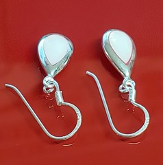 925 Pink Chalcedony Teardrop 1in Drop Earrings Sterling Silver Bezel Set Pear
