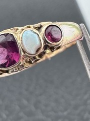 15k Gold Antique 5 Stone Ring Victorian Opal Pink Stones English Hallmarked 1864