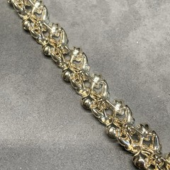 Vintage Coro 7.5” Bracelet Textured Gold Tone Leafs Rhinestones Fold Over Clasp