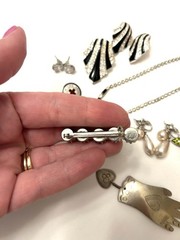 Vintage Silver Tone Rhinestones Earrings Pendant Avon Nina Ricci Lot Unbranded