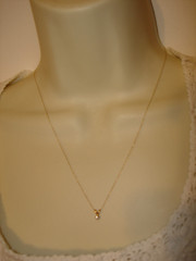 Vtg Delicate 10K Solid Gold Choker Chain Tiny Diamond Pendant Necklace 18.5″ L
