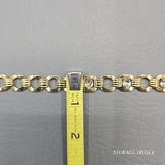 VTG Gold Tone Metal with 5 Rhinestones Link Necklace 17″ Long, Fold-Over Clasp