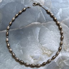 Vintage GI Italy Sterling Silver Corrugated Bead Necklace 16.5 Inches 24.4 Grams