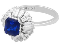 1.94Ct Basaltic Sapphire and 1.07Ct Diamond Platinum Ballerina Ring Circa 1970
