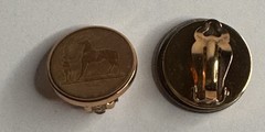 Hermes Vintage Horse Botton Earrings Clip On Gold Tone