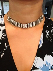 Vtg WEISS Sparkling Clear Rhinestones Square Shape Earrings & Necklace 15” Set