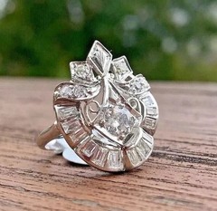 Art Deco Style Round Cut Lab Created Diamond 925 Silver Women’s Engagement Ring