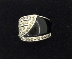 Ross Simons Sterling Silver Ring Black Onyx Marcasite Size 7 New