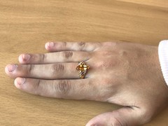 VINTAGE SOLID 14K YELLOW GOLD MARQUISE NAVETTE GOLDEN HONEY CITRINE DIAMOND RING