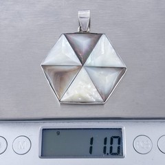 Vintage Sterling Silver 925 Mother of Pearl Hexagon Pendant