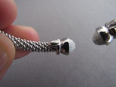VINTAGE ITALY STERLING POPCORN MESH FLEX HOWLITE TIPPED BANGLE CUFF BRACELET