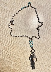 Vtg 35” Beaded Chain Necklace W Charms 20” Drop