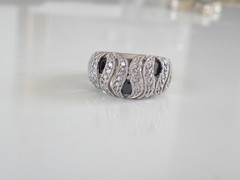 Antique Style Sterling Silver 925 Simulated Sapphire CZ Unique Ring Size 8