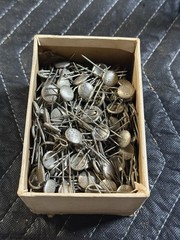 1 NOS Victorian Silver tone plate Double-pronged Hair Hat pins scarf Doily