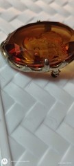 Vintage Reverse Carved Amber Cameo Portrait Brooch Pin, Oval Stone, Beauty Theme