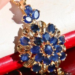 14k yellow gold pendant 4.00ct ceylon sapphire charm handmade 1920s antique 3.2g
